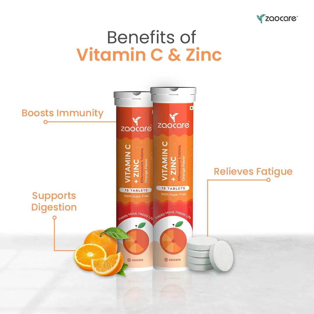 Zaocare Vitamin C and Zinc Tablets - Boosts immunity and relieves fatigue
