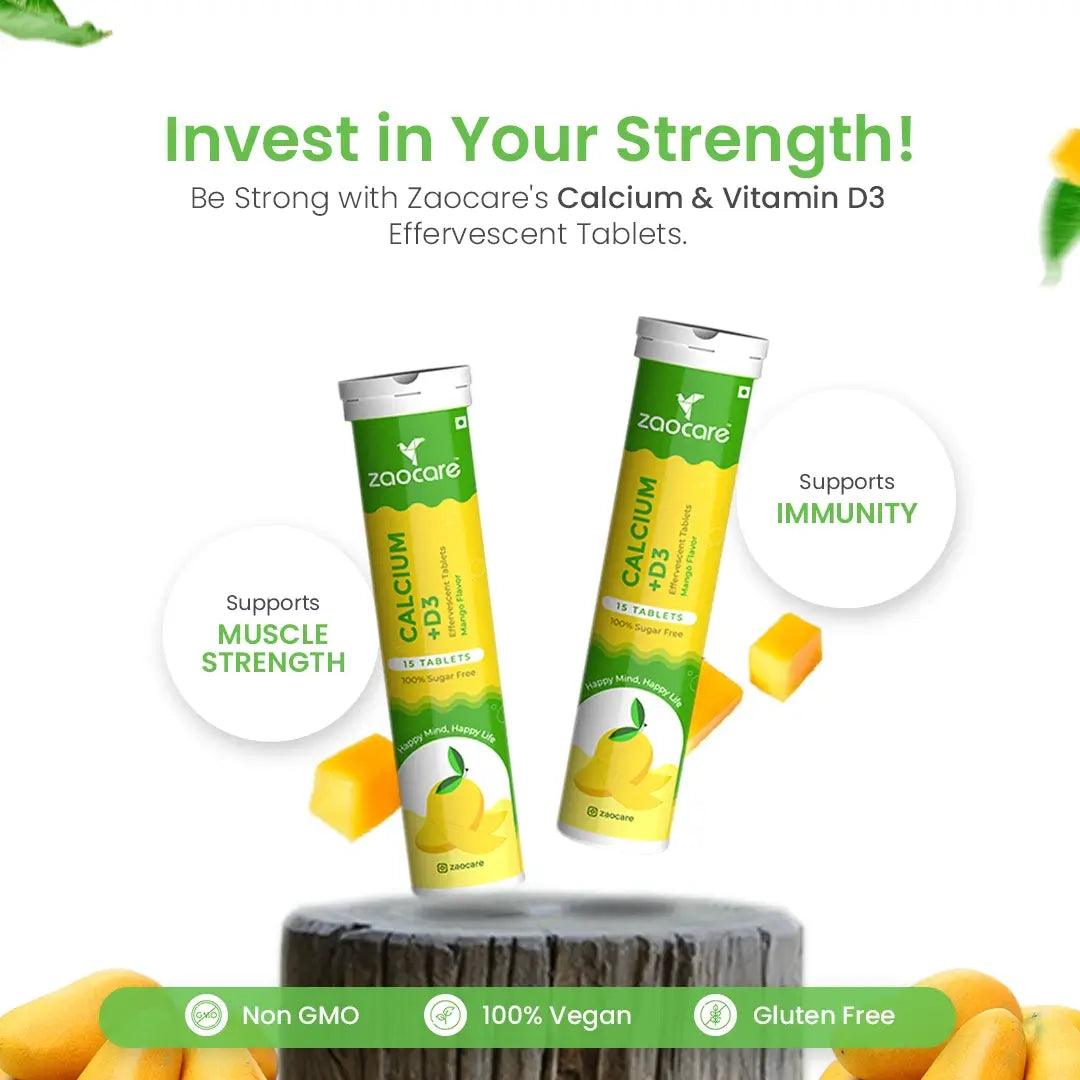 Zaocare Calcium & Vitamin D3 Tablet supports muscle strength and immunity