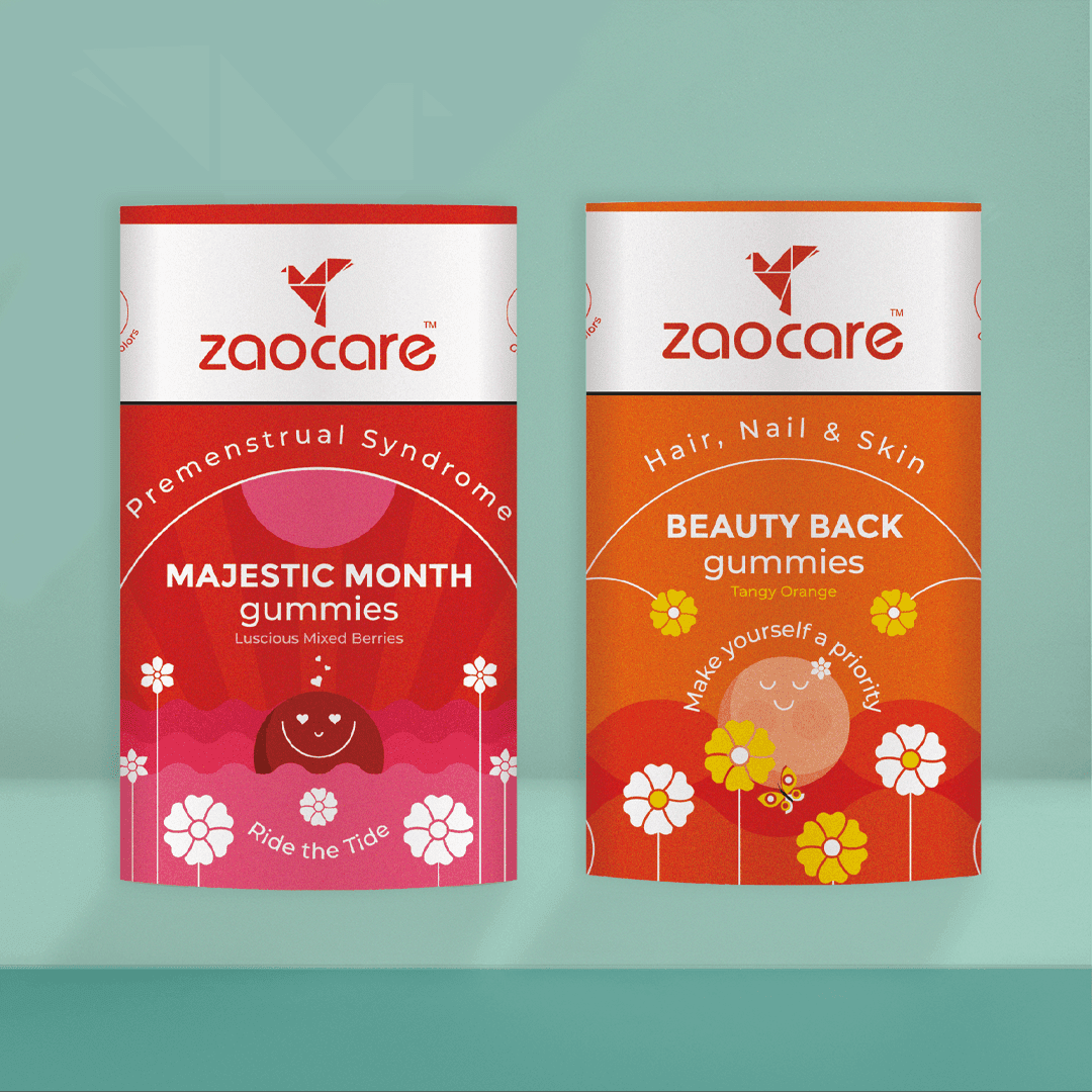 Zaocare PMS Gummies + Hair & Skin Gummies Combo - Zaocare