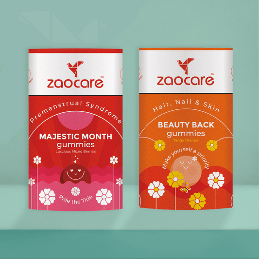 Zaocare PMS Gummies + Hair & Skin Gummies Combo - Zaocare