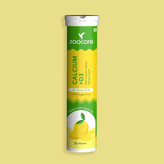 Zaocare Calcium & Vitamin D3 Effervescent Tablet contain 500 mg calcium and 600IU Vitamin D3