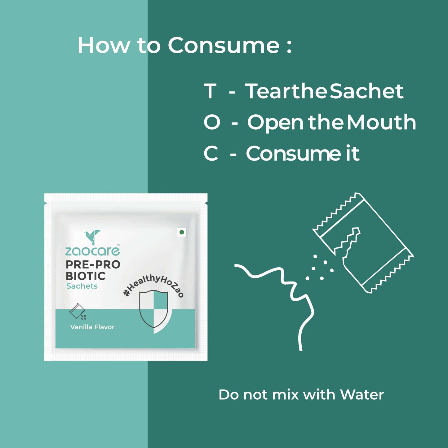 How to use Zaocare Pre Probiotic Orosoluble sachet